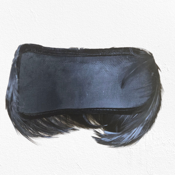 1940s Vintage Black Feather Fascinator Hat Veil Elegant Mid-Century Millinery - Picture 5 of 7